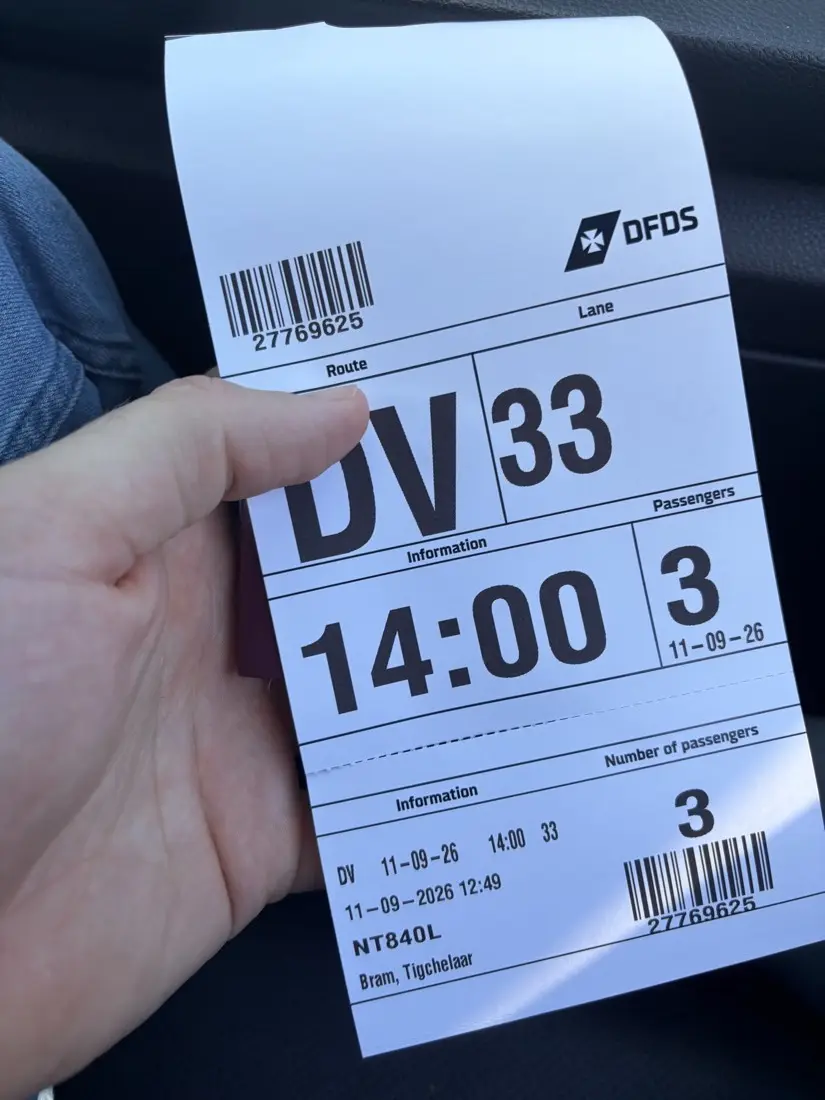 DFDS lane hanger showing the lane and sailing time
