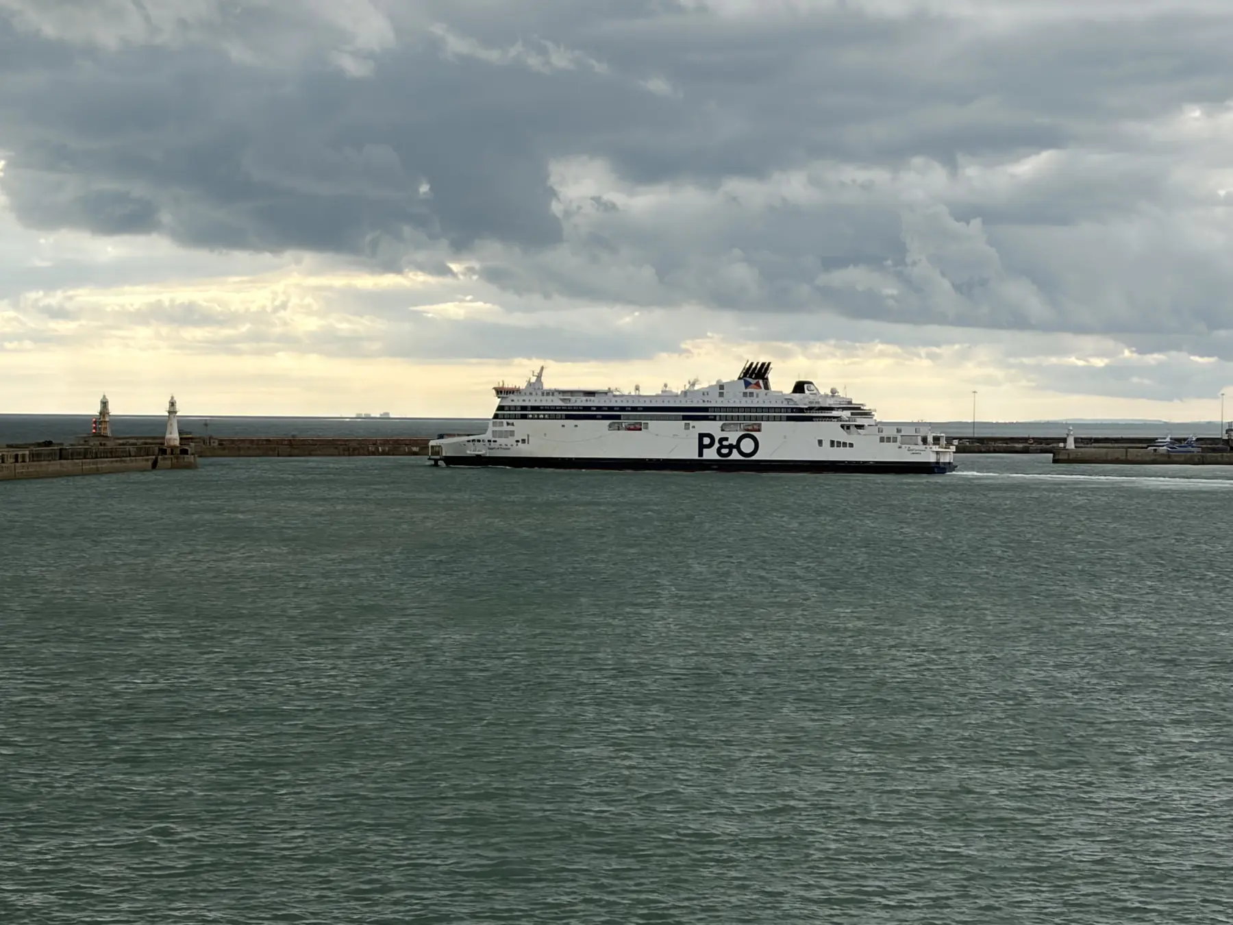 A P&O ferry outside Dover harbour